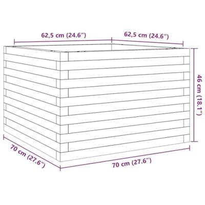 VidaXL Plantenbak 70x70x46 cm massief grenenhout wasbruin