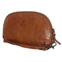 Bear Design Leren Make Up Tasje / Etui Round Cognac - thumbnail