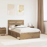 Bedframe Ambachtelijk eiken 135 x 190 cm Massief grenenhout - thumbnail
