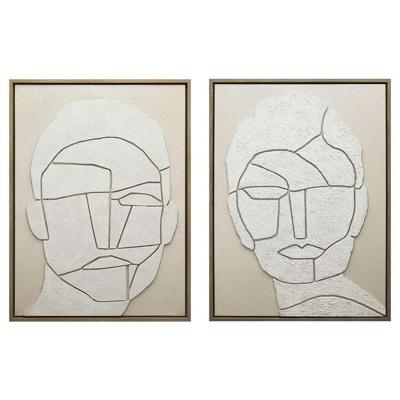 Schilderij Home ESPRIT Wit Beige Scandinavisch (2 Stuks)