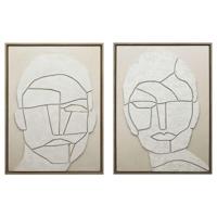 Schilderij Home ESPRIT Wit Beige Scandinavisch (2 Stuks) - thumbnail