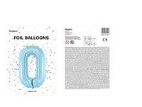Folieballon cijfer 0 lichtblauw 86cm - thumbnail
