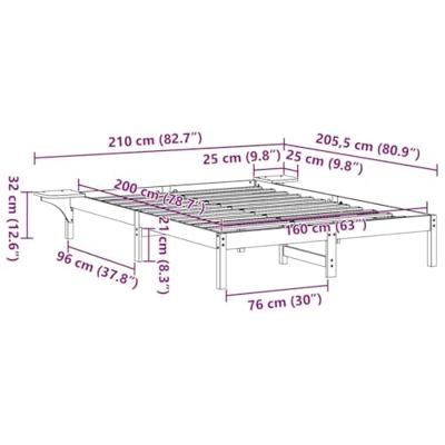 Bedframe met nachttafels Wit 160 x 200 cm Wit Bedframe met nachttafels Wit 160 x 200 cm Wit