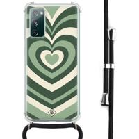 Samsung Galaxy S20 FE hoesje met koord - Hart groen swirl - thumbnail