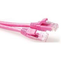 ACT Roze 1 meter U/UTP CAT6 patchkabel snagless met RJ45 connectoren - thumbnail