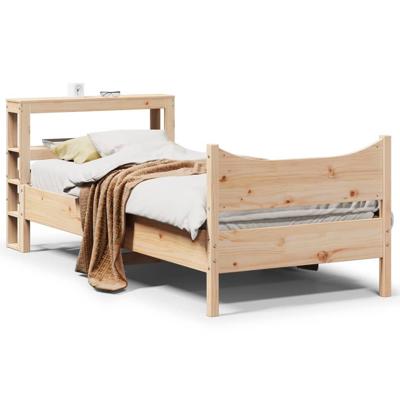 Bedframe met hoofdbord massief grenenhout 90x200 cm