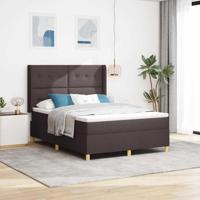 Boxspringbed met matras Donkerbruin 140 x 190 cm Stof - thumbnail