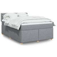 Boxspring met matras stof lichtgrijs 180x200 cm - thumbnail