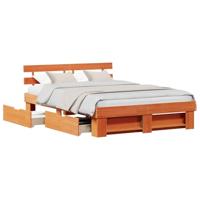 Bedframe met lade Wasbruin 160 x 200 cm Massief grenenhout - thumbnail