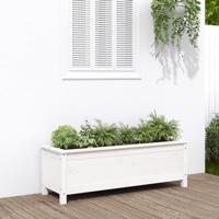 VidaXL Plantenbak verhoogd 119,5x40x39 cm massief grenenhout wit - thumbnail