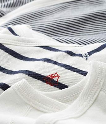 Set van 3 gestreepte babyrompertjes met lange mouwen in biokatoen PETIT BATEAU marine Set van 3 gestreepte babyrompertjes met lange mouwen in biokatoen PETIT BATEAU marine