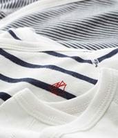 Set van 3 gestreepte babyrompertjes met lange mouwen in biokatoen PETIT BATEAU marine - thumbnail