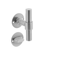 Deurkruk L/T recht met rozet ø50x2mm en WC-sluiting met stift 8x8mm rvs - thumbnail