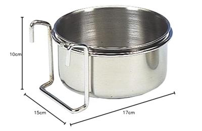 Nobby roestvrij stalen nap met bevestiging ring met haak 15,0 cm 0,85 ltr