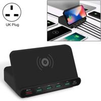 828W 7 in 1 60W QC 3 0 USB-interface + 4 USB-poorten + USB-C/type-C-interface + draadloos opladen multifunctionele oplader met mobiele telefoon houder - thumbnail