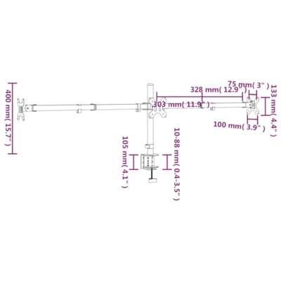VidaXL Monitorstandaard drieubbel vesa 75/100 mm staal zwart VidaXL Monitorstandaard drieubbel vesa 75/100 mm staal zwart