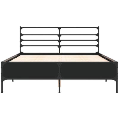 Bedframe bewerkt hout metaal zwart 120x200 cm - thumbnail