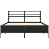 Bedframe bewerkt hout metaal zwart 120x200 cm - thumbnail