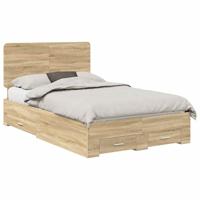 Bedframe met hoofdeinde Sonoma Eiken 120 x 200 cm Bewerkt hout - thumbnail
