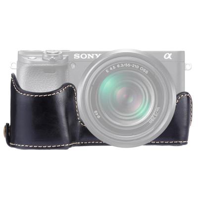 1/4 inch draad PU lederen camera half Case Base voor Sony A6400/ILCE-A6400 (zwart)