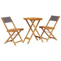 3-delige Bistroset stof en massief hout antracietkleurig - thumbnail