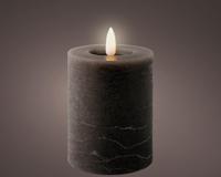 Lumineo LED kaars Grijs/warm wit 7x11.2cm - thumbnail