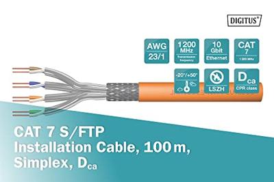 Digitus DK-1743-VH-1 100m Cat7 S/FTP (S-STP) Oranje netwerkkabel Digitus DK-1743-VH-1 100m Cat7 S/FTP (S-STP) Oranje netwerkkabel