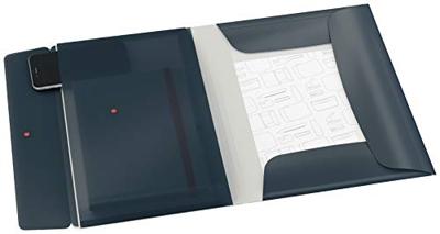 Leitz Cosy elastomap met 3 kleppen, met opbergvak met drukknoppsluiting, uit PP, ft A4, grijs