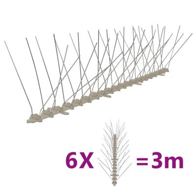 VidaXL Vogel- en duivenpinnen met 4 rijen 6 st 3 m kunststof