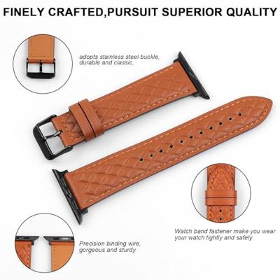 Leren bandje met diamant patroon - Donkergroen - Geschikt voor Apple Watch 38mm / 40mm / 41mm / 42mm