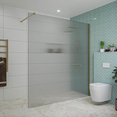 Fortifura Galeria inloopdouche - 180x200cm - ribbelglas - wandarm - Geborsteld Messing PVD (Goud) SW797956/SW797910