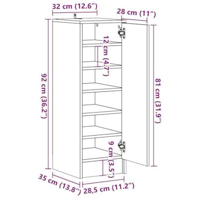 VidaXL Schoenenkast 32x35x92 cm bewerkt hout artisanaal eikenkleur VidaXL Schoenenkast 32x35x92 cm bewerkt hout artisanaal eikenkleur