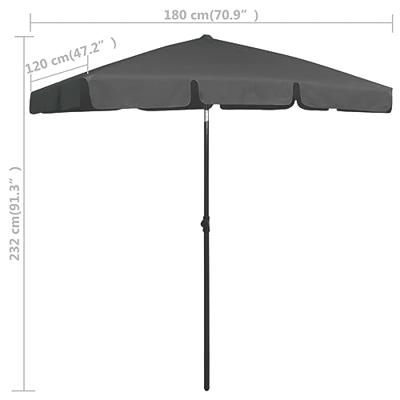 VidaXL Strandparasol 180x120 cm antracietkleurig