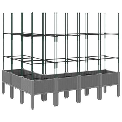 VidaXL Plantenbak met latwerk 160x120x142,5 cm polypropeen lichtgrijs