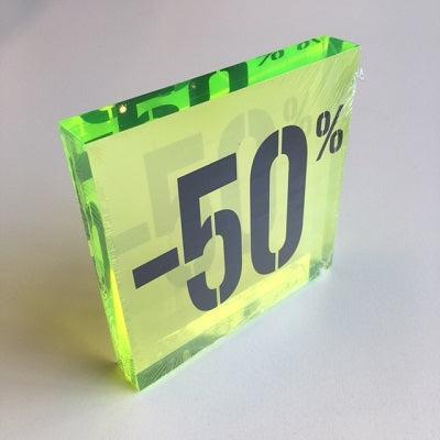 Acryl kortingsblok -50% fluor groen