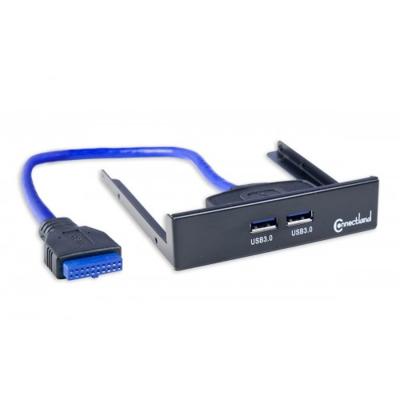 Connectland KIT-3.5'-USB-V3-2P stiftstrip (2 poorten, USB V3.0), zwart