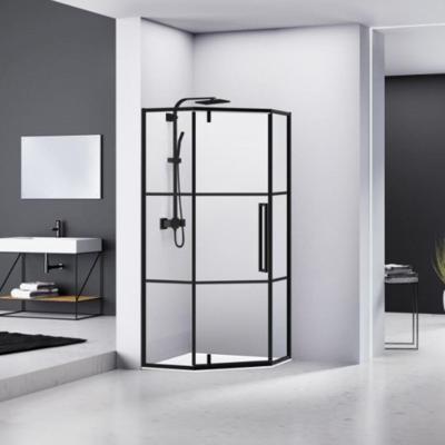 Douchecabine Van Rijn Vijfhoek Aluminium Zwart 100x200 Dubbelzijdige Nanocoating 6 mm Helder Glas van Rijn