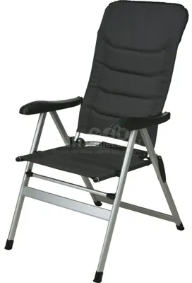 Campingstoel 7-standen Aluminium Zwart/Zilver