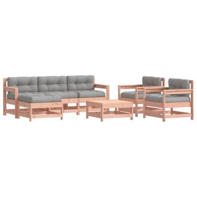 7-delige Loungeset met kussens massief douglashout