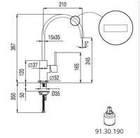 Top Keukenkraan CUADRO-TRES uiloop 35x15 mm 130498 Tres - thumbnail