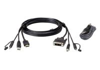 ATEN KVM Aansluitkabel [1x HDMI-stekker, USB-A 2.0 stekker, Jackplug male 3,5 mm - 1x DVI-D-stekker, USB 2.0 bus B, Jackplug male 3,5 mm] 1.80 m Zwart - thumbnail