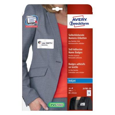 Naambadge etiket Avery Zweckform J4785-20 80x50mm wit 200 etiketten