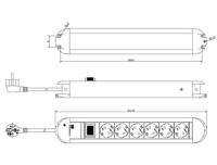 BACHMANN PRIMO stekkerdoos 6x geaard contact, aluminium, met schakelaar, 1,75 m - thumbnail