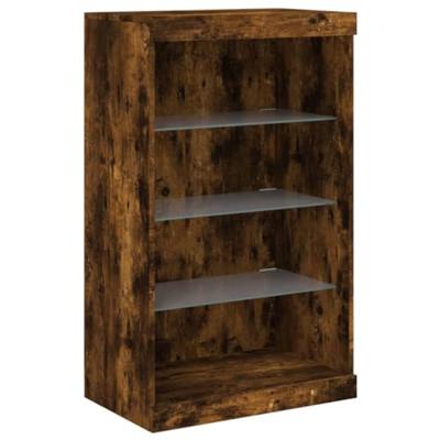 Dressoir met LED-verlichting 181,5x37x100 cm gerookt eikenkleur
