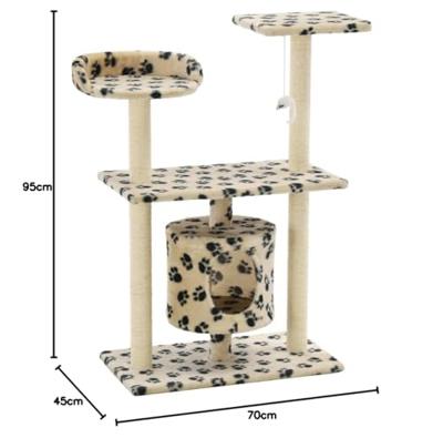 VidaXL Kattenkrabpaal met sisal krabpalen 95 cm pootafdrukken beige