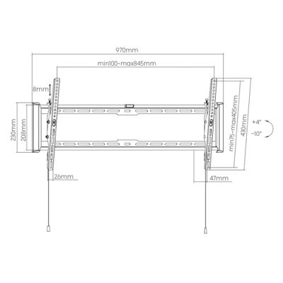 VALUE TV muurbeugel, 47 mm afstand tot de muur, kantelbaar, <228,6cm/90, <75kg