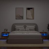 Nachtkastjes met LED-verlichting 2 st 50x40x45 cm gerookt eiken - thumbnail