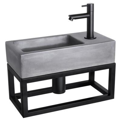 Differnz Differnz Ravo fonteinset beton donkergrijs - kraan recht - met handdoekrek mat zwart