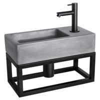 Differnz Differnz Ravo fonteinset beton donkergrijs - kraan recht - met handdoekrek mat zwart - thumbnail