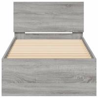Bedframe met hoofdbord en LED grijs sonoma eikenkleur 75x190 cm - thumbnail